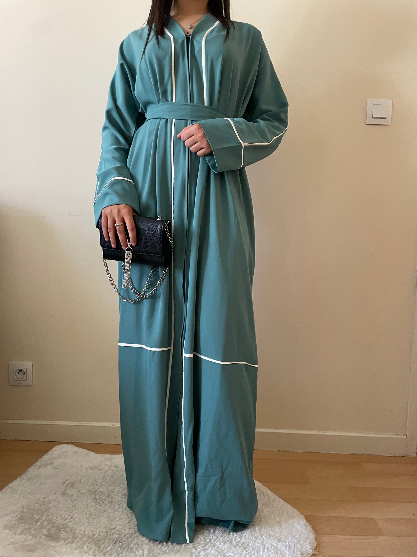 Abaya Dounia vert pastels