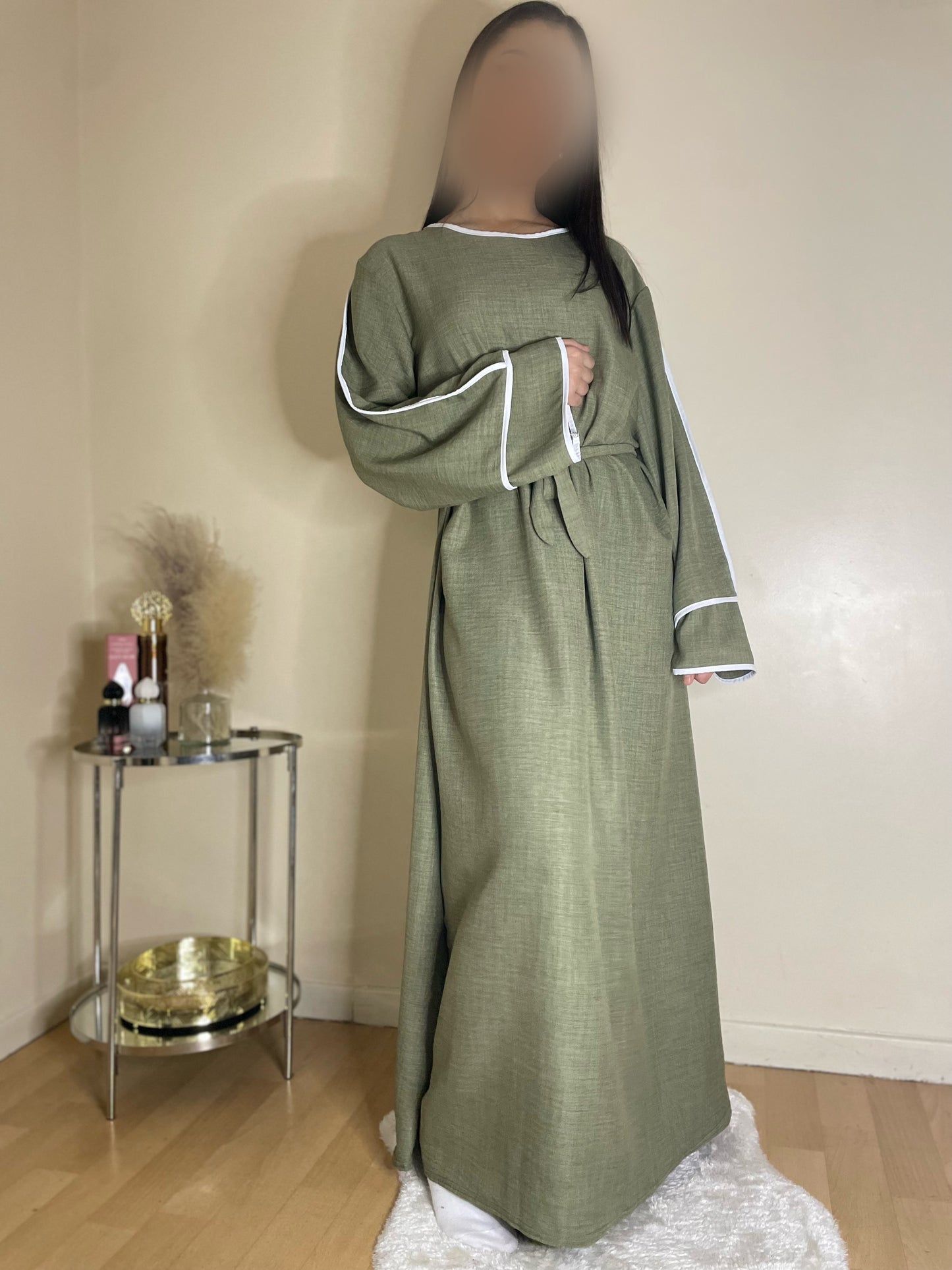 Abaya Samia vert kaki