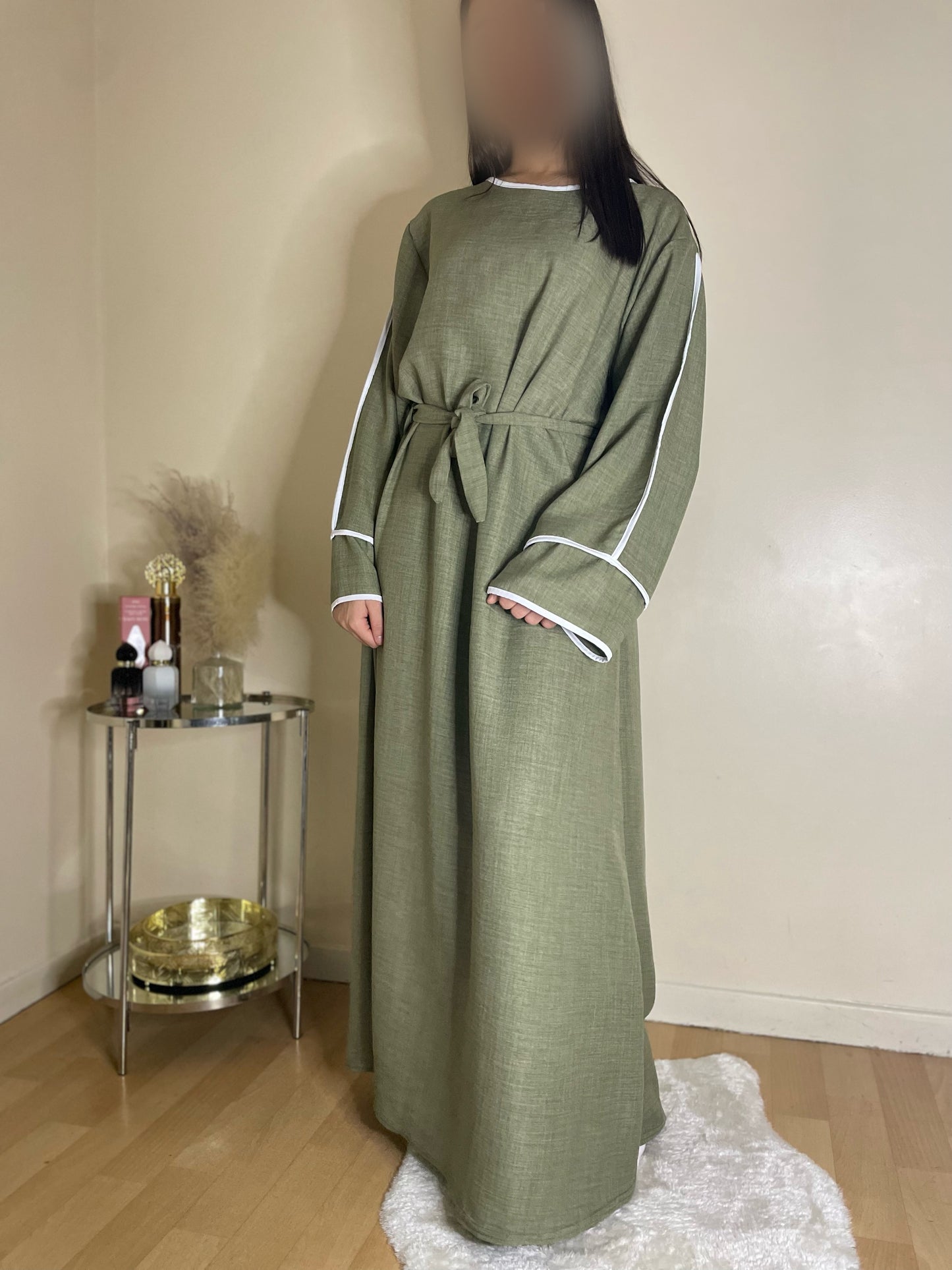 Abaya Samia vert kaki