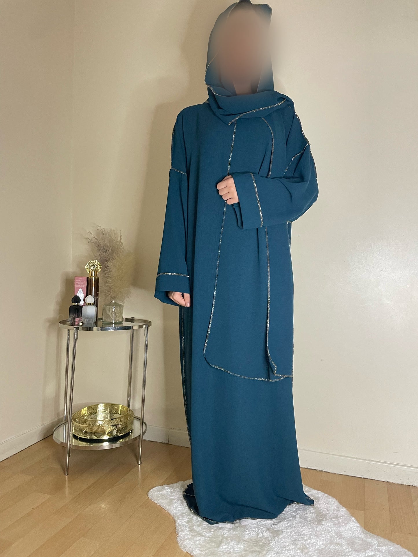 Abaya Samira bleu givré