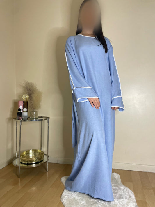 Abaya Samia bleu ciel