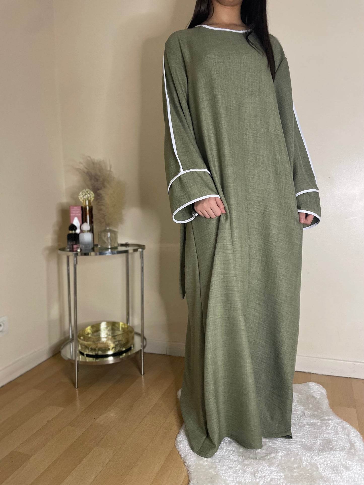 Abaya Samia vert kaki