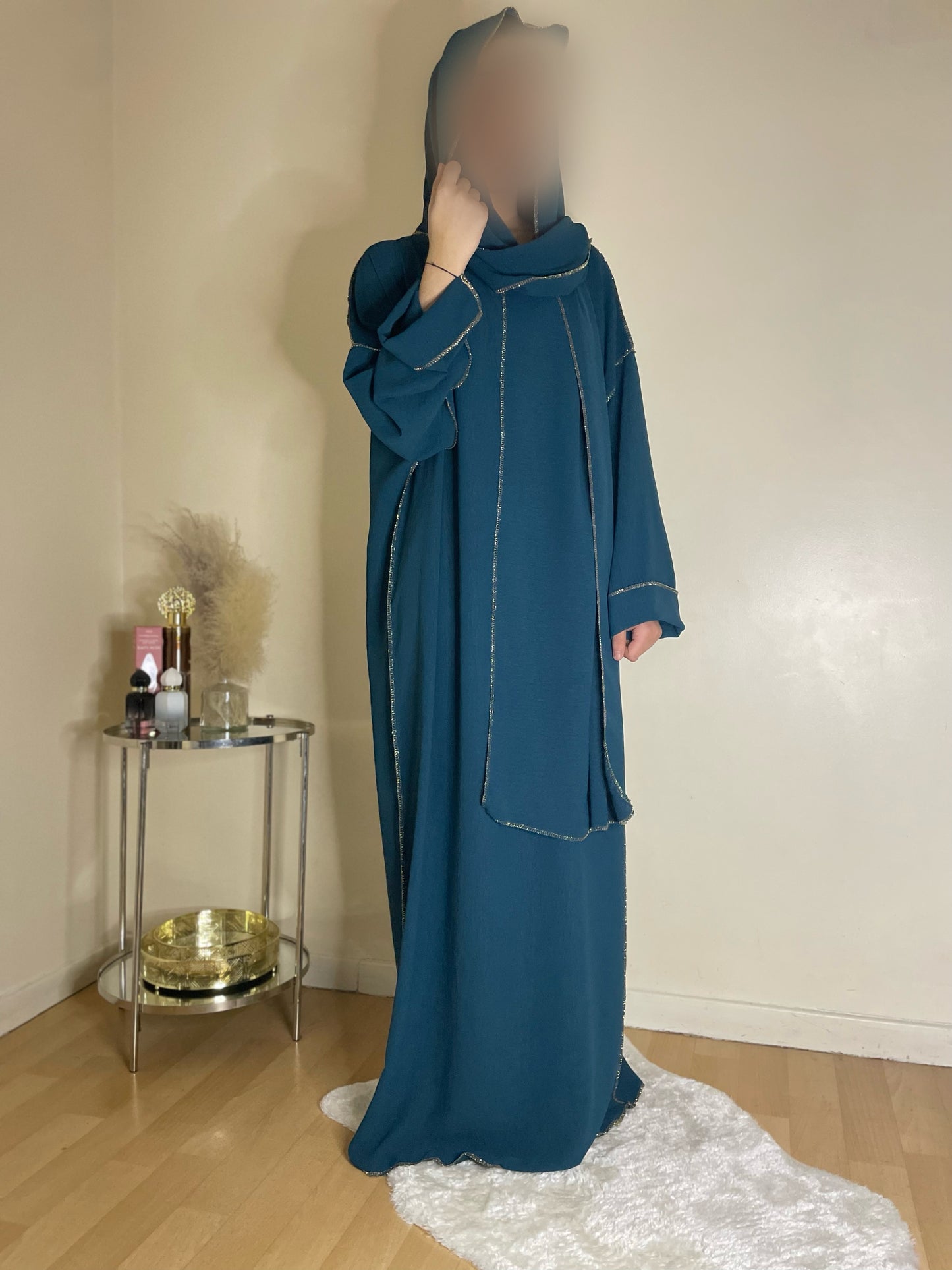 Abaya Samira bleu givré