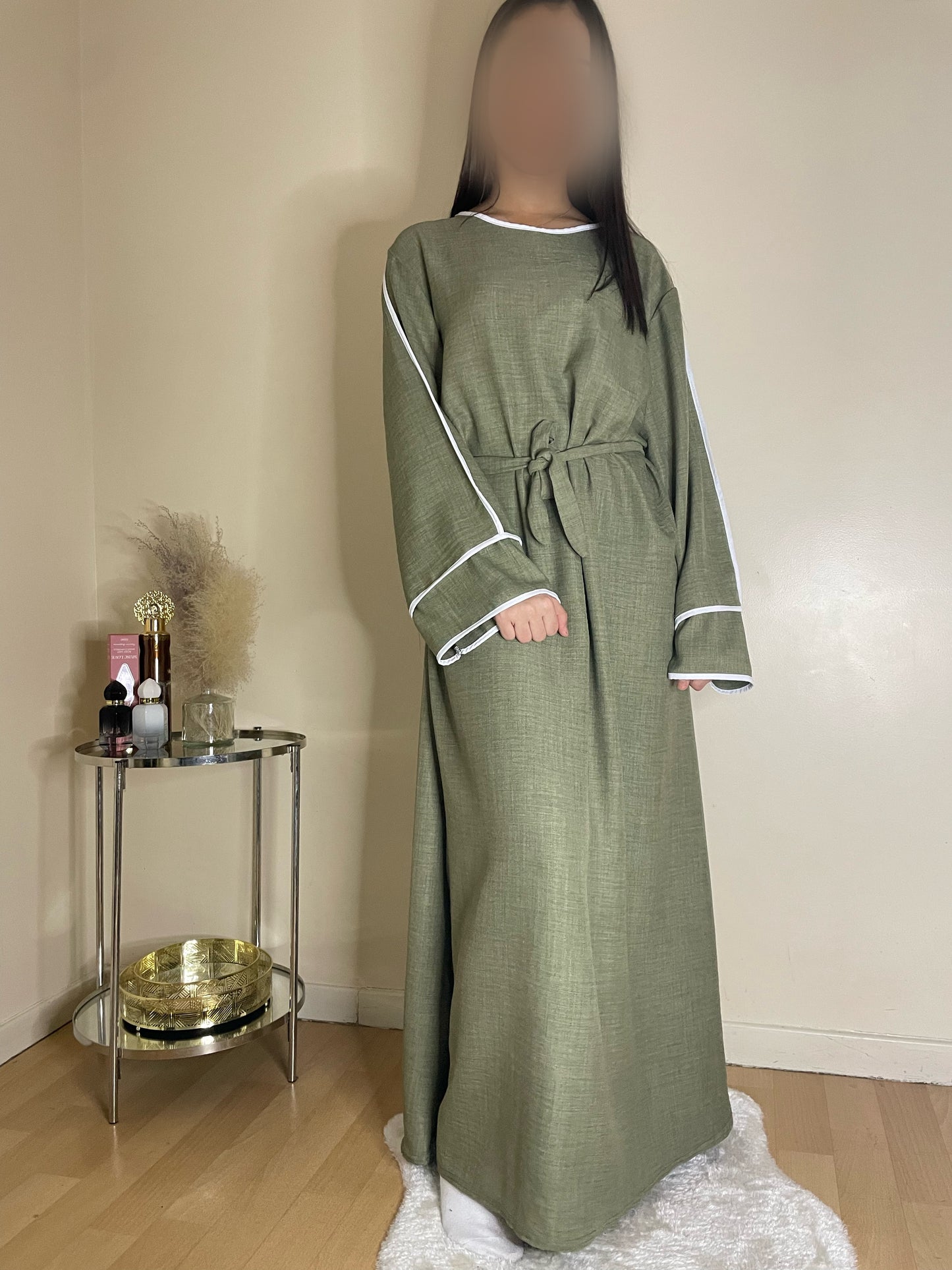 Abaya Samia vert kaki