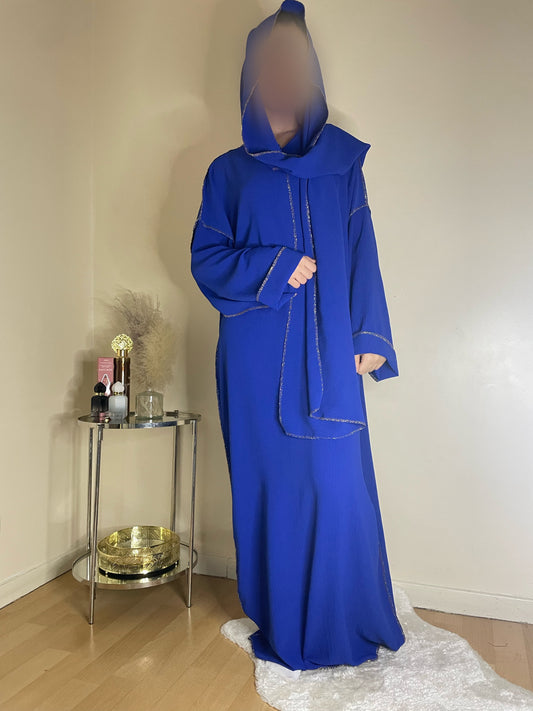 Abaya Samira bleu roi