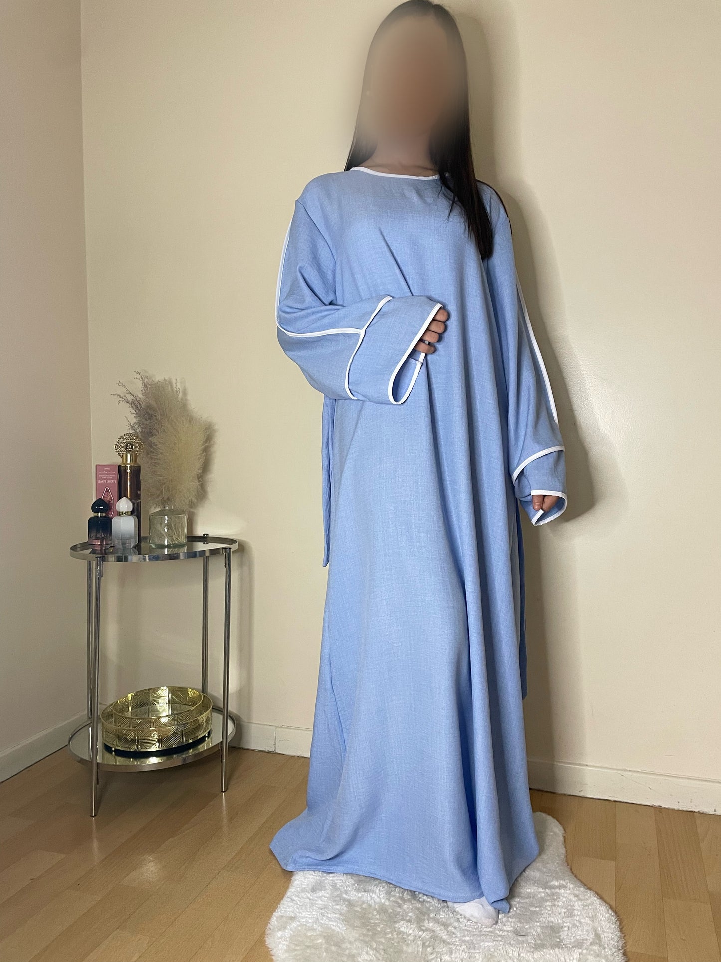 Abaya Samia bleu ciel