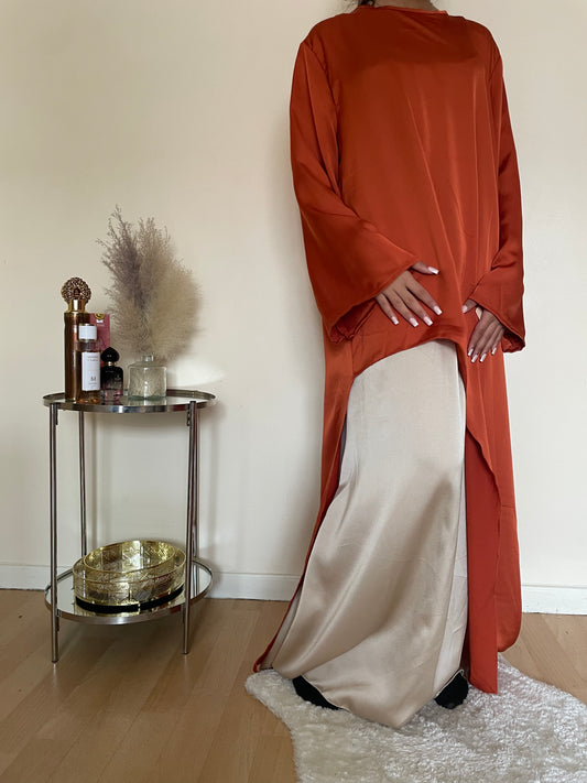 Abaya Esma en satin orange