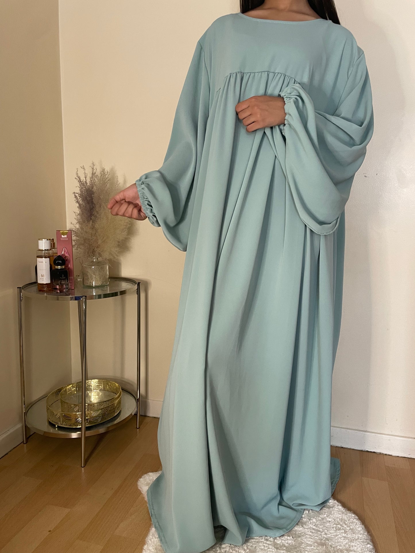 Abaya cheïma vert turquoise