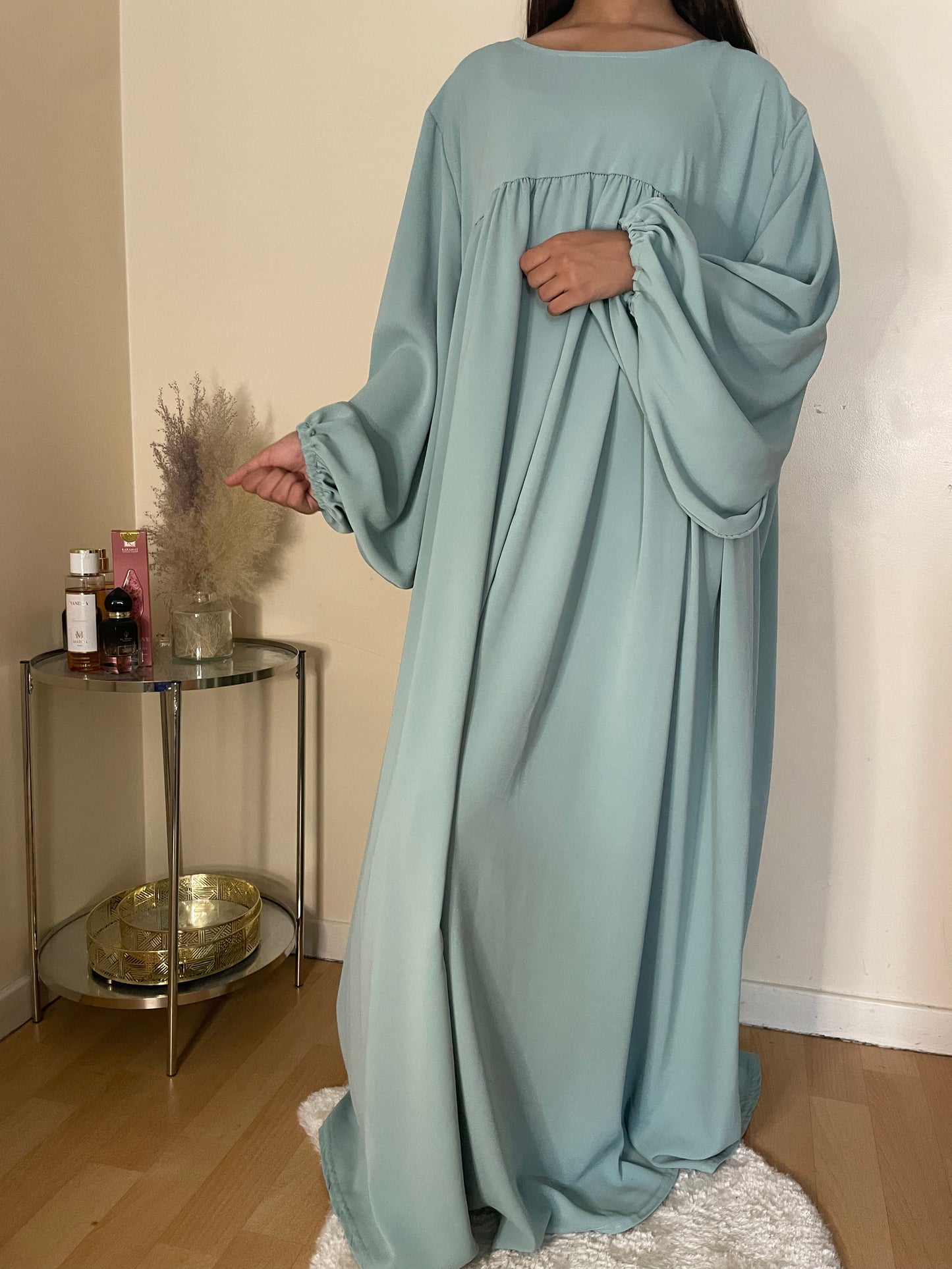 Abaya cheïma vert turquoise