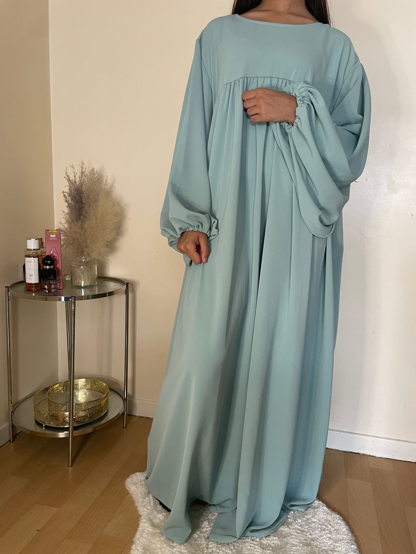 Abaya cheïma vert turquoise