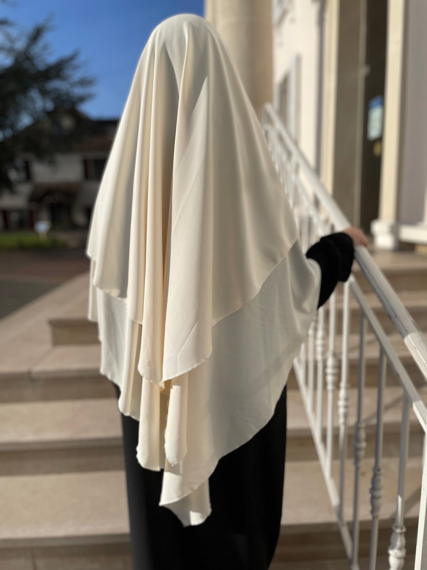 Khimar soie de medine blanc cassé