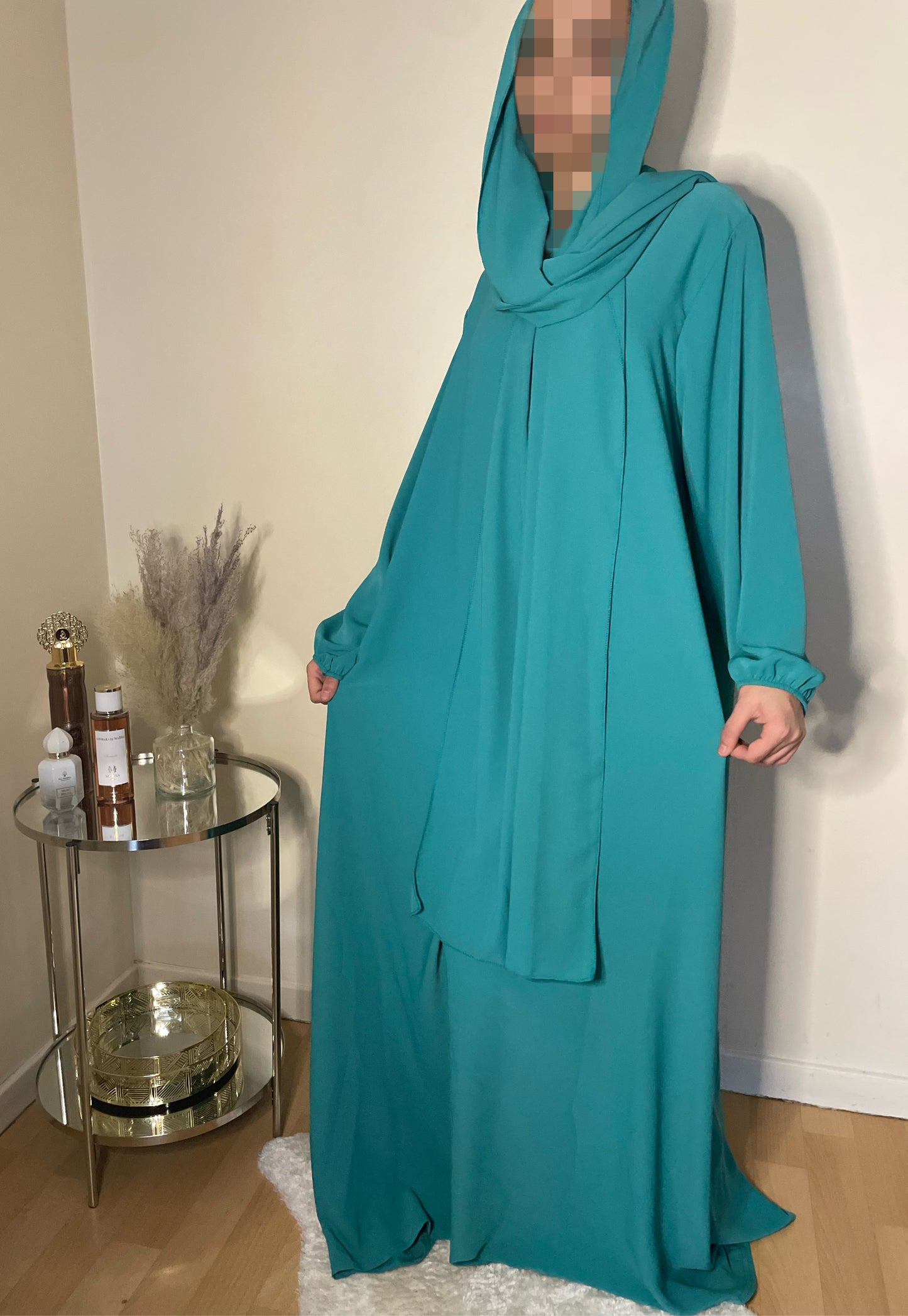 Abaya Naïla bleu turquoise