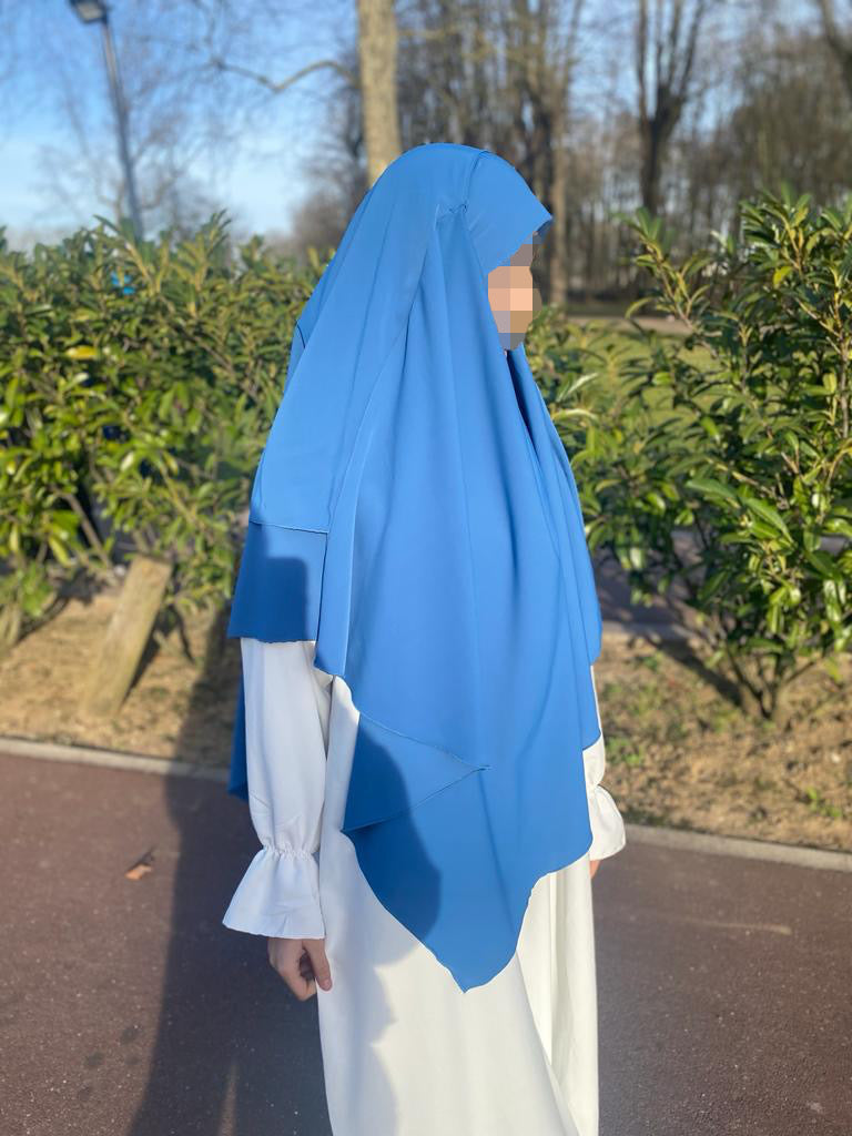 Khimar soie de medine bleu azur