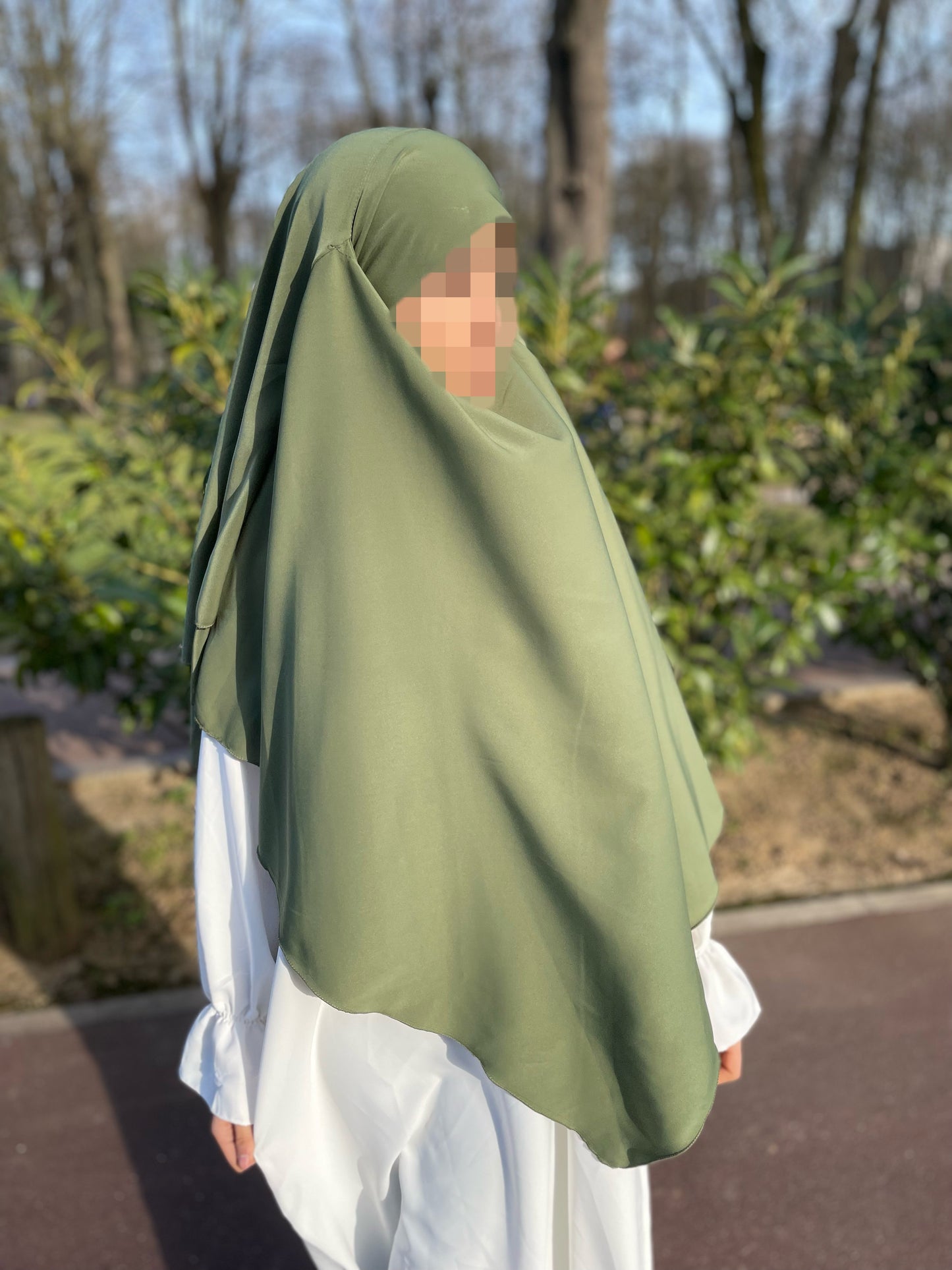 Khimar soie de medine vert kaki