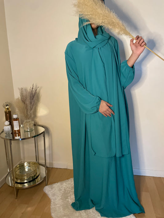 Abaya Naïla bleu turquoise