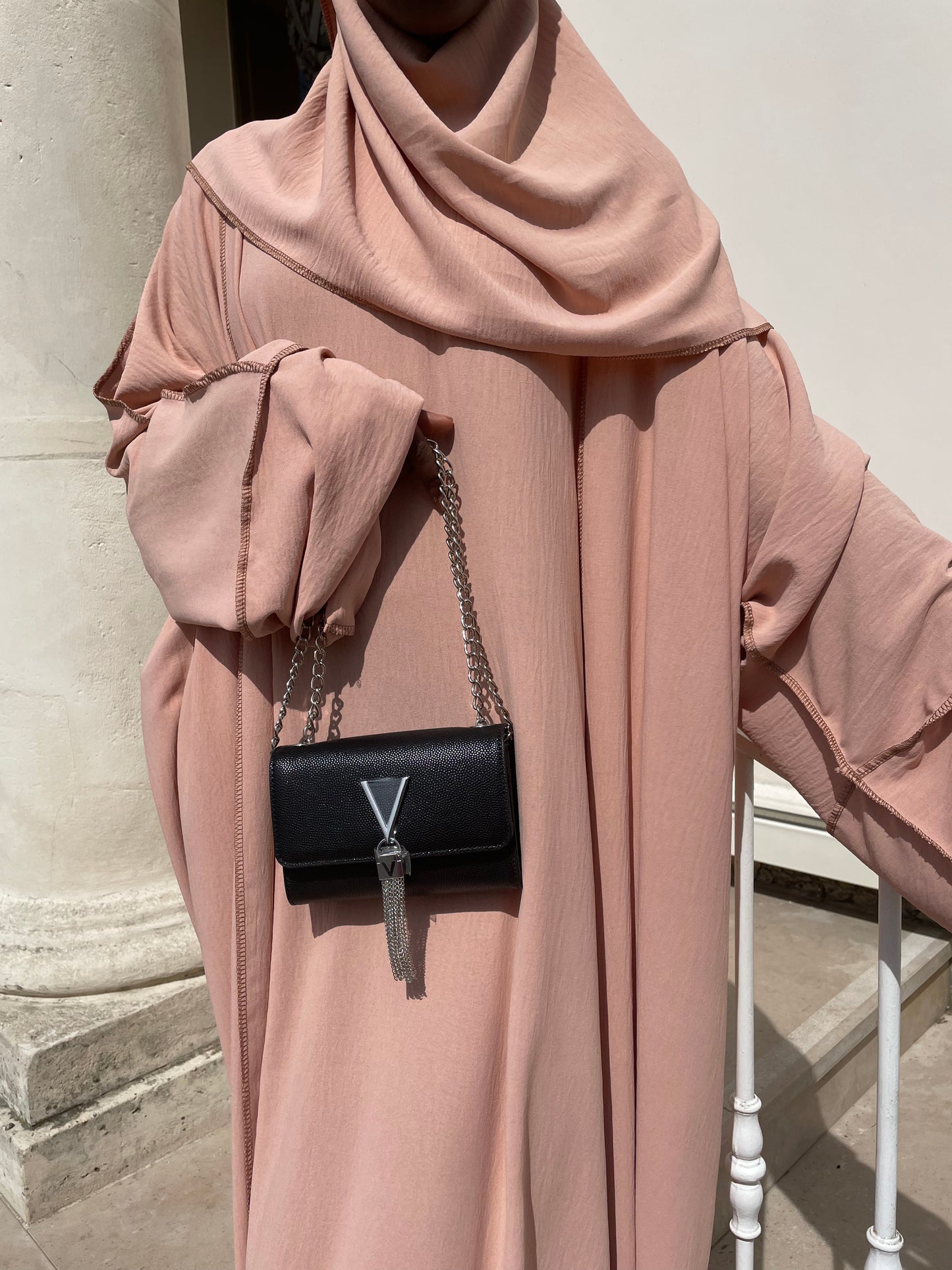 Abaya Maïssa 3 pièce rose pastels