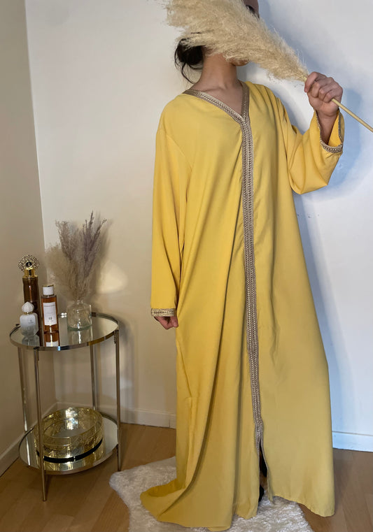 Abaya soukaïna jaune