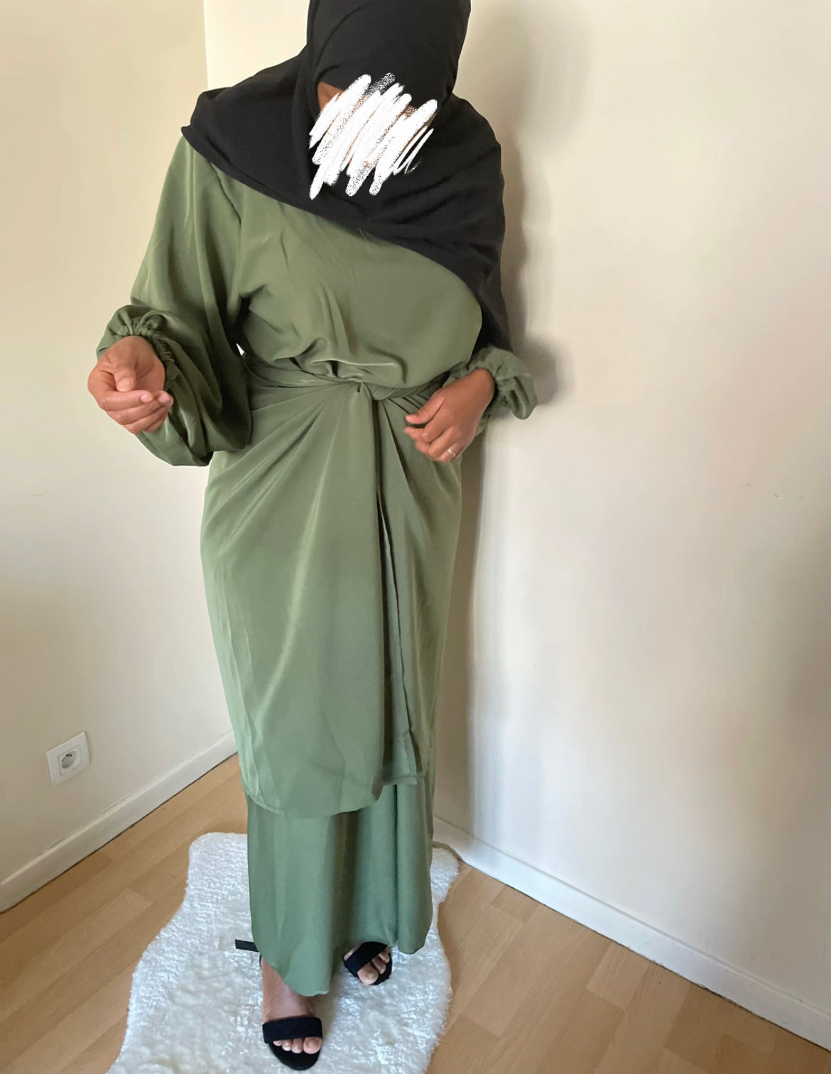 Abaya Inès vert kaki