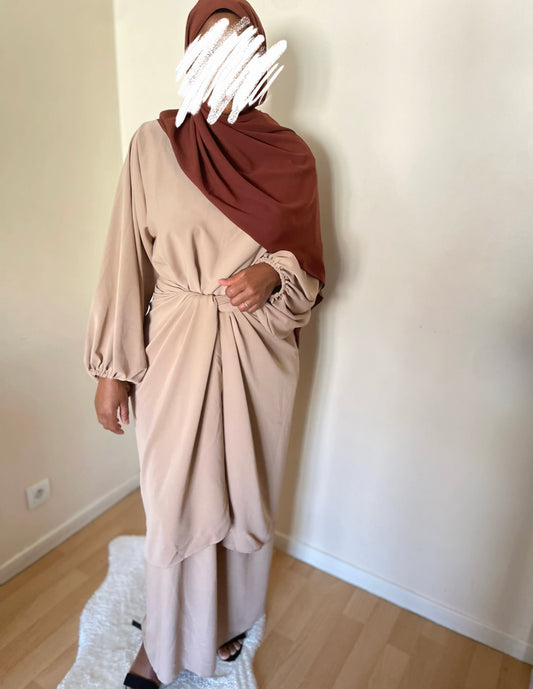 Abaya Inès beige