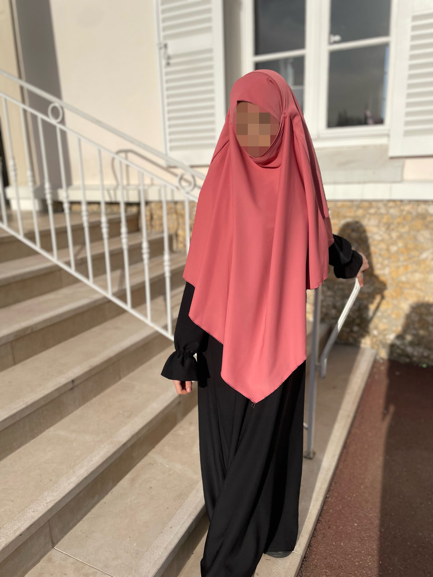 Khimar soie de medine rose