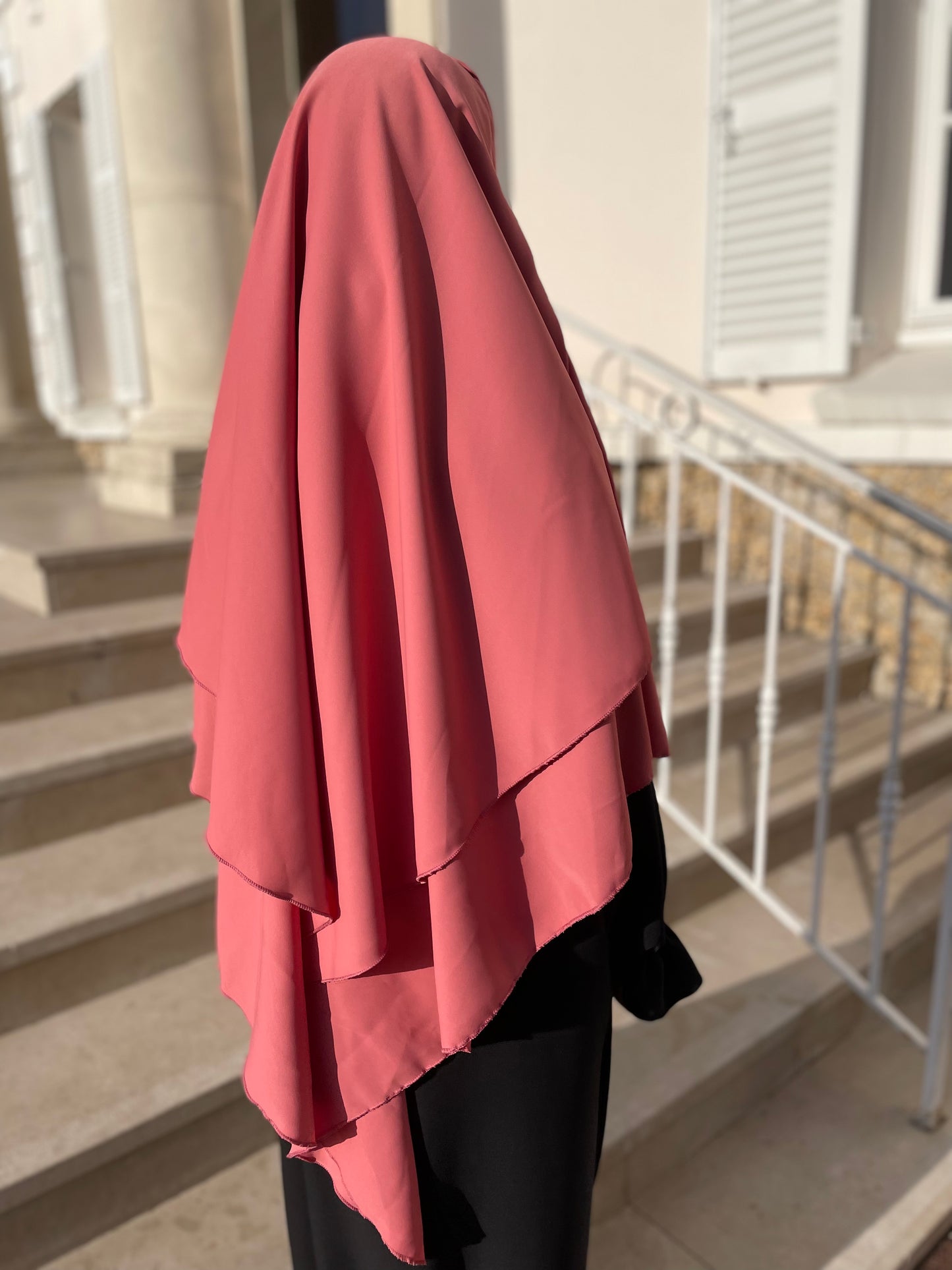 Khimar soie de medine rose