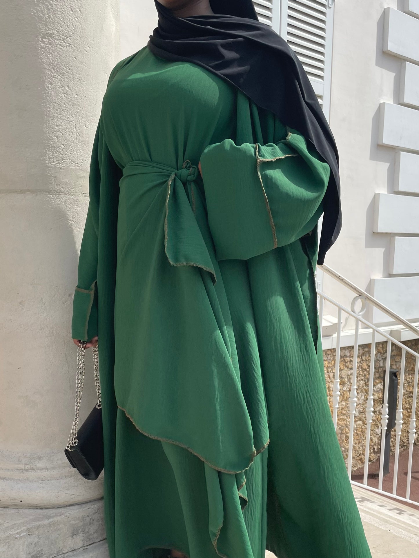 Abaya Maïssa 3 pièce vert fôret