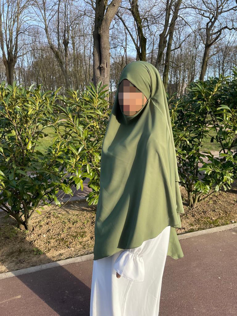 Khimar soie de medine vert kaki