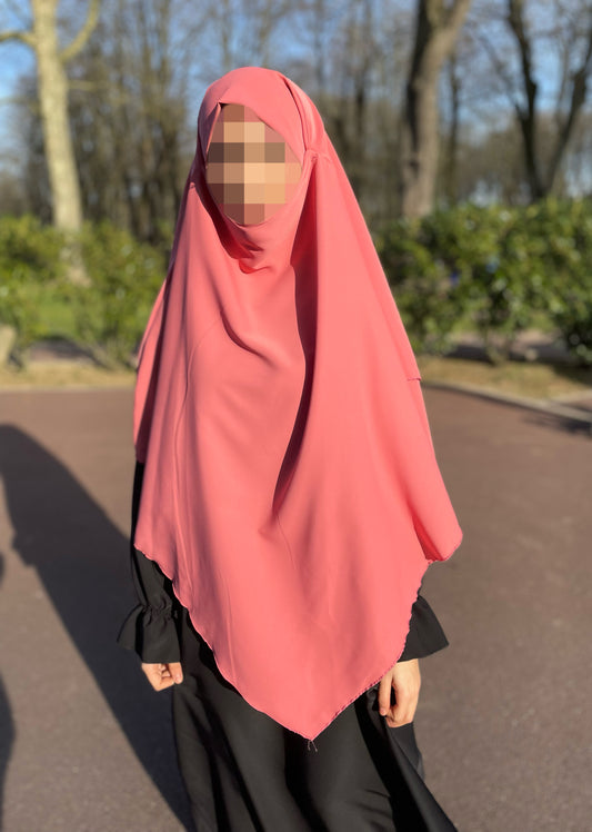 Khimar soie de medine rose