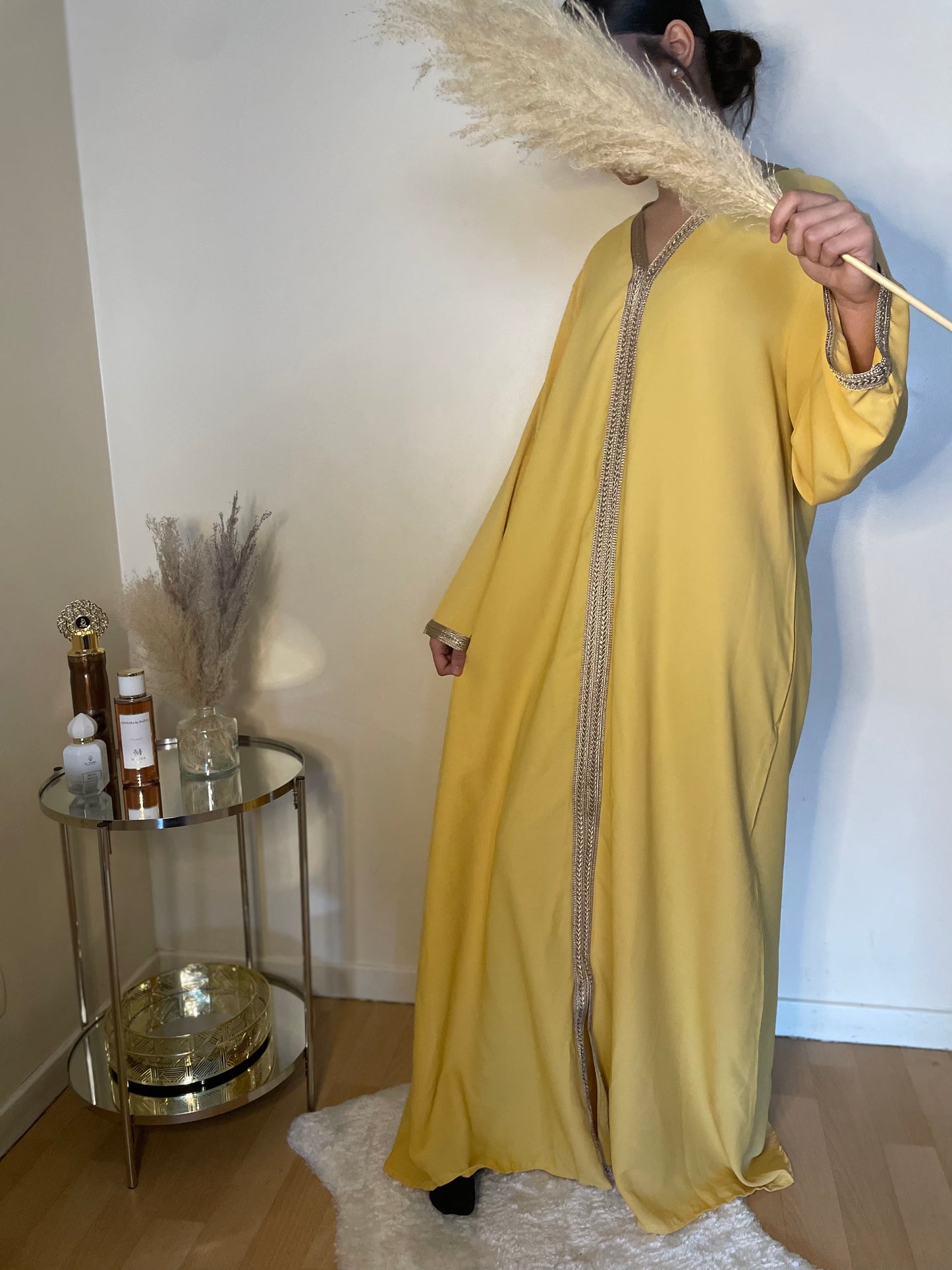 Abaya soukaïna jaune