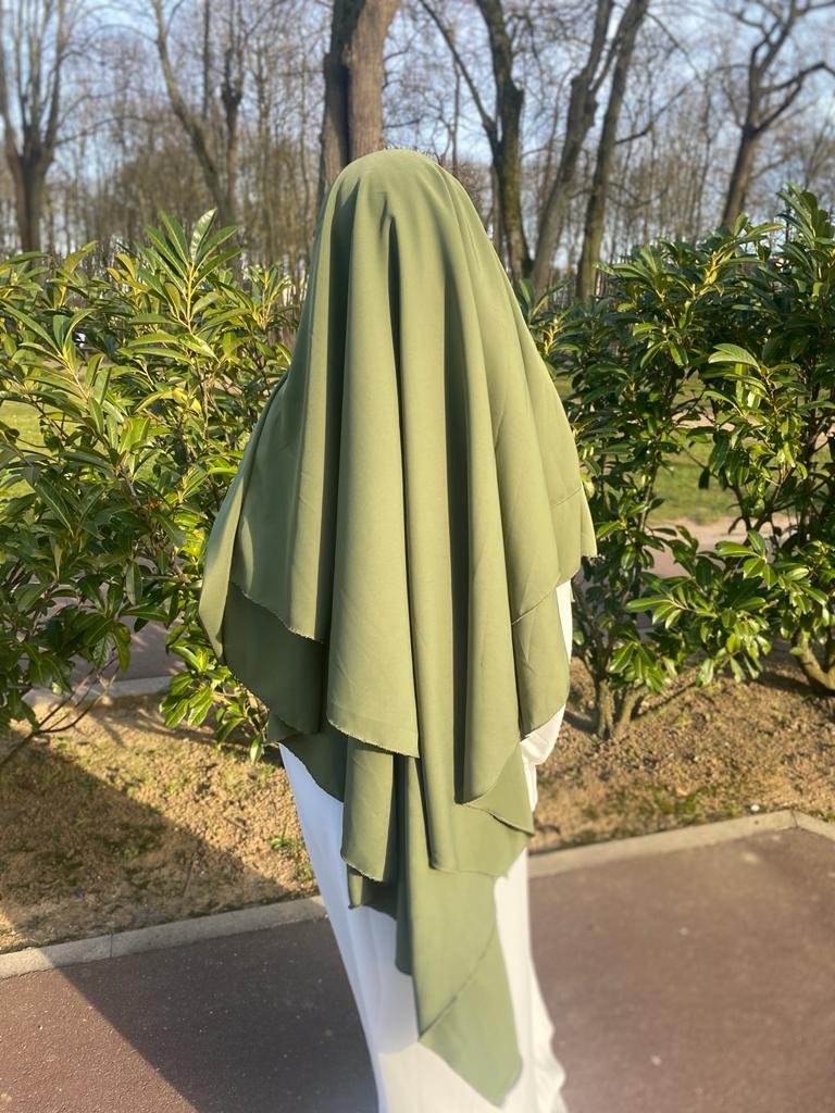 Khimar soie de medine vert kaki