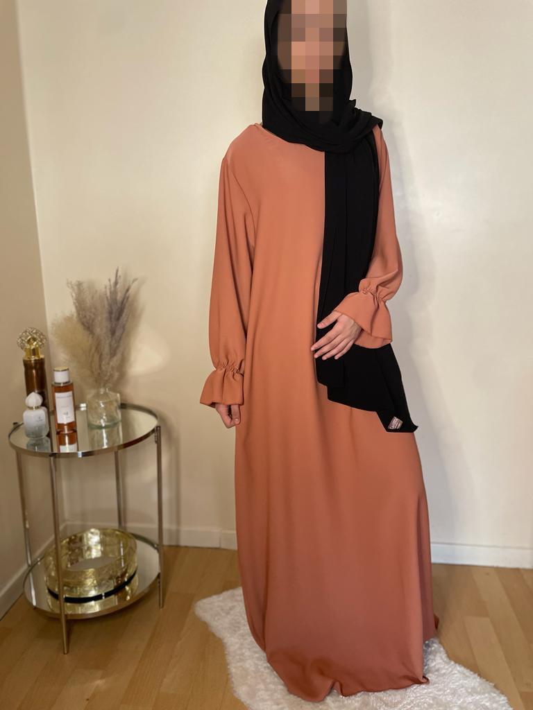 Abaya Noor orange corail