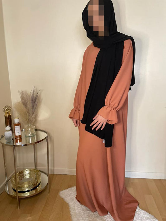 Abaya Noor orange corail