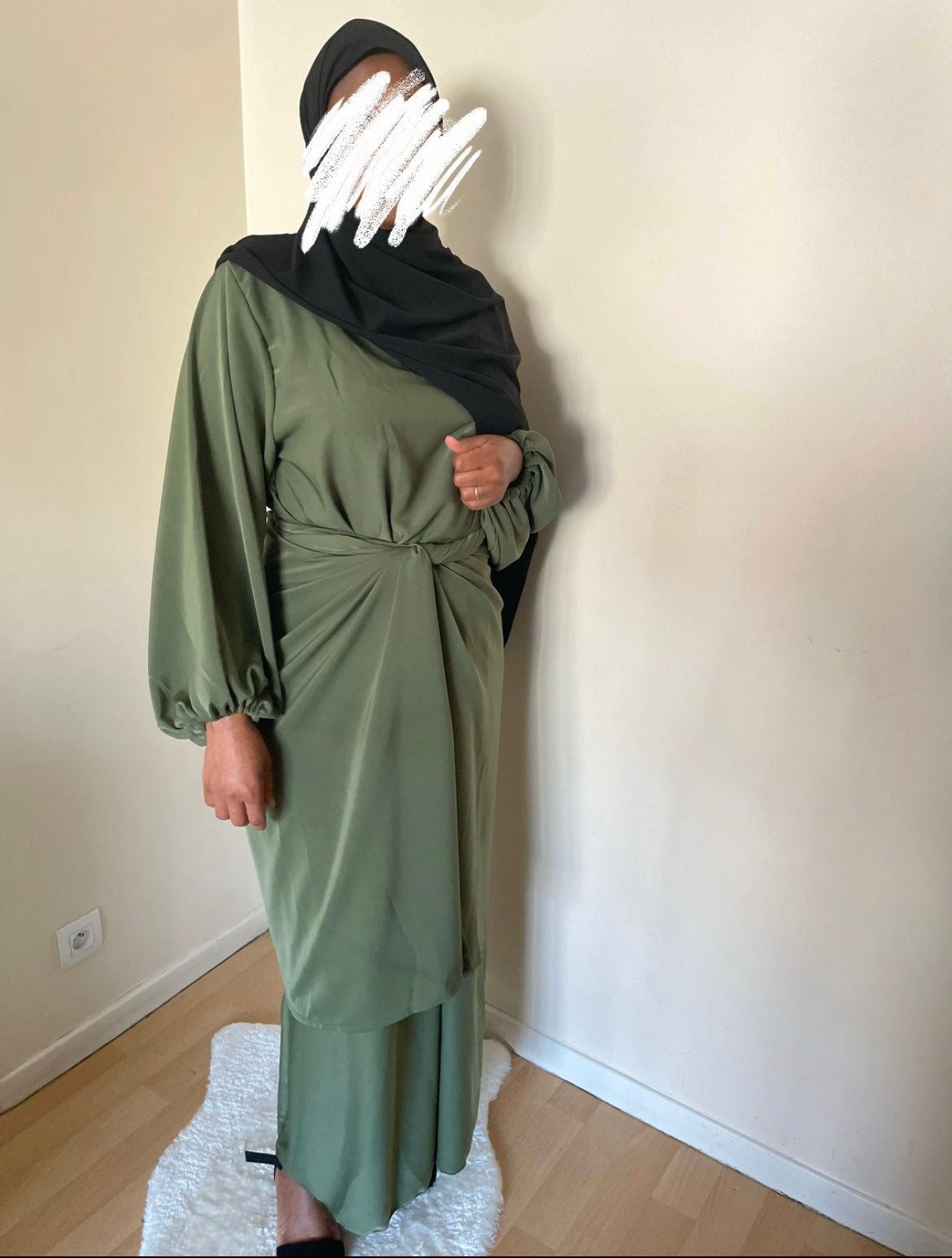 Abaya Inès vert kaki