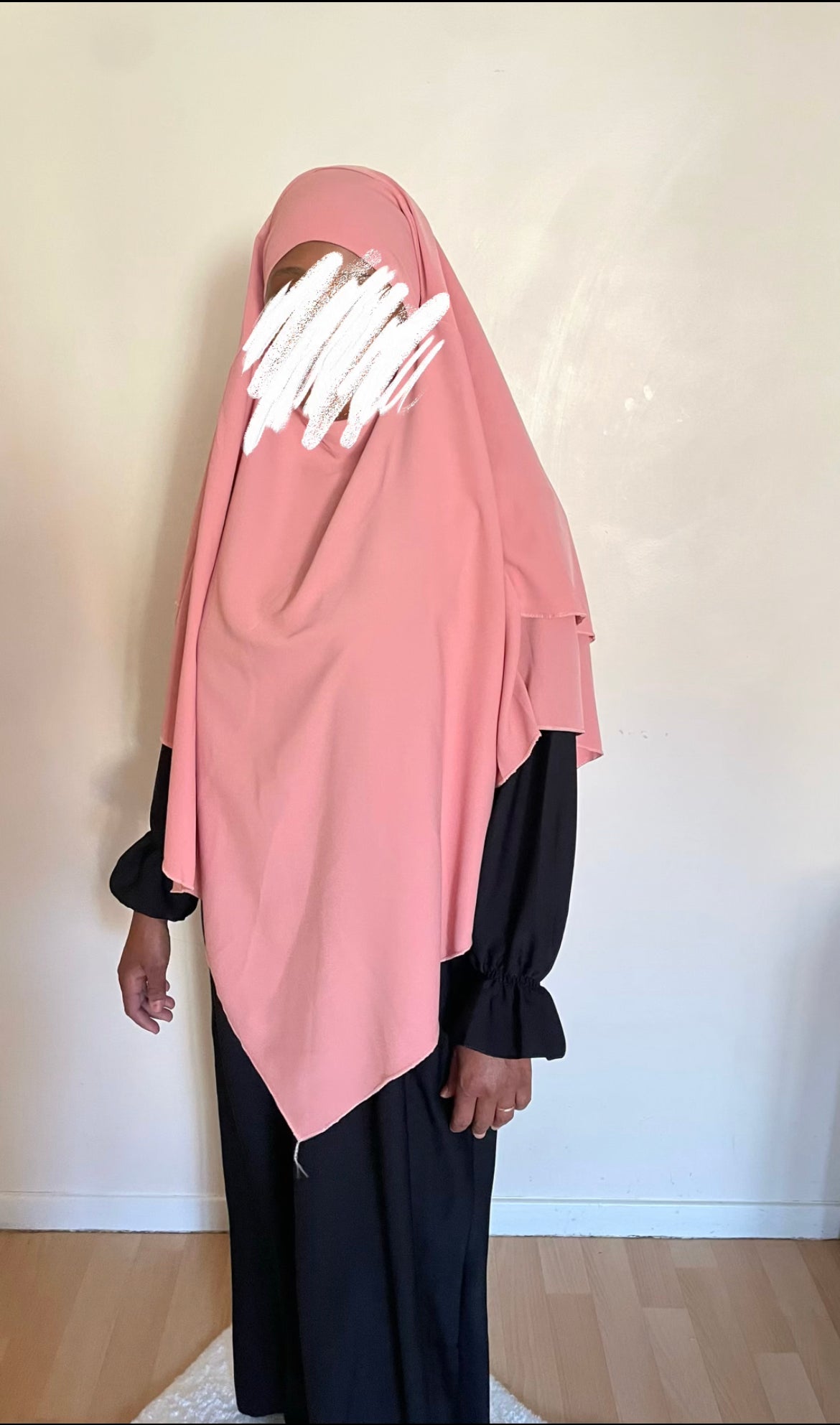 Khimar soie de medine rose pastel