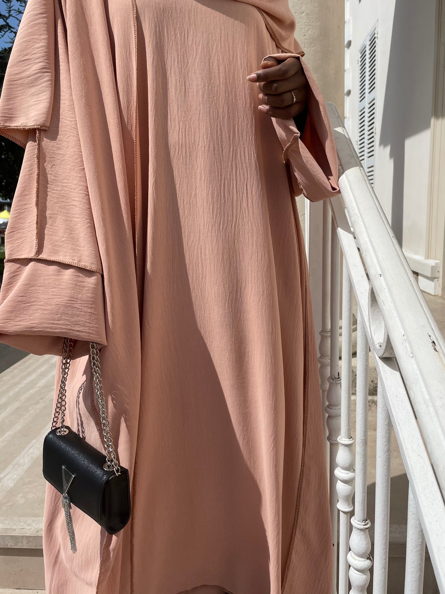 Abaya Maïssa 3 pièce rose pastels