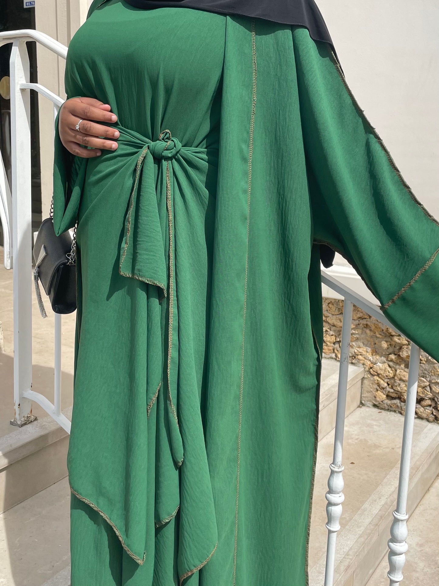 Abaya Maïssa 3 pièce vert fôret