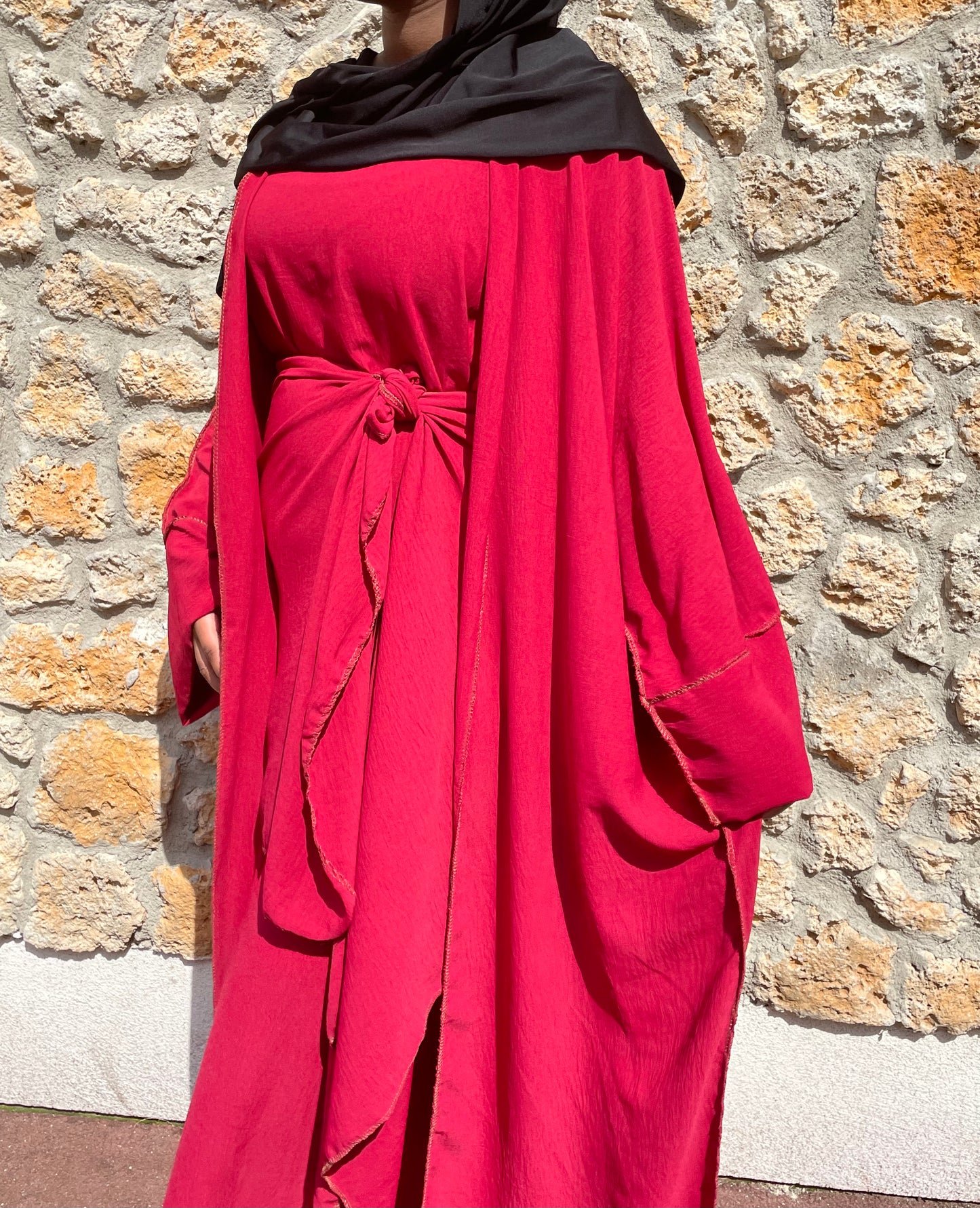 Abaya Maïssa 3 pièce rouge