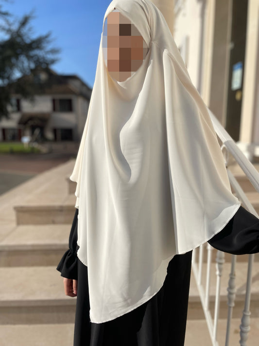 Khimar soie de medine blanc cassé