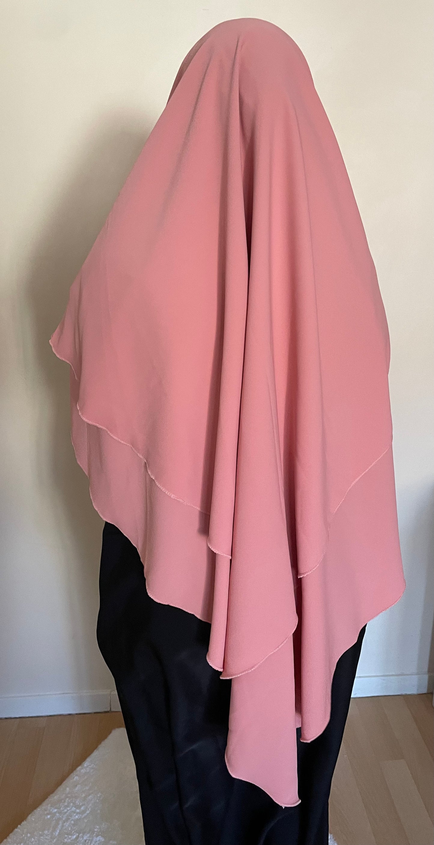 Khimar soie de medine rose pastel