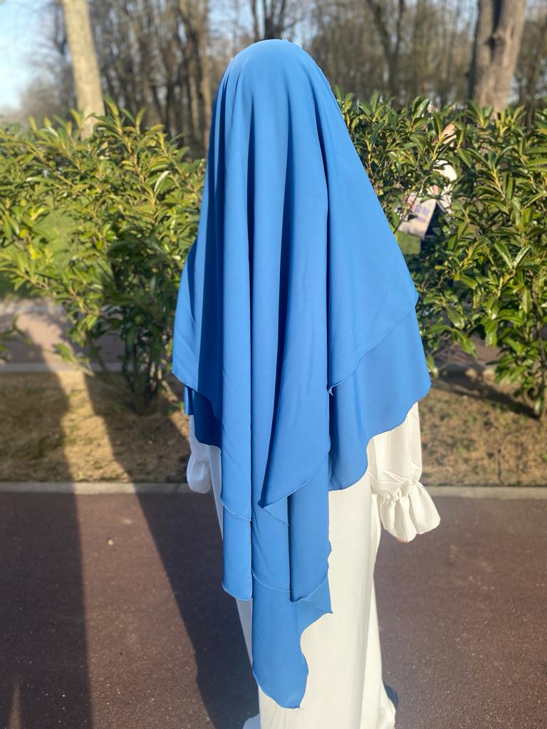 Khimar soie de medine bleu azur