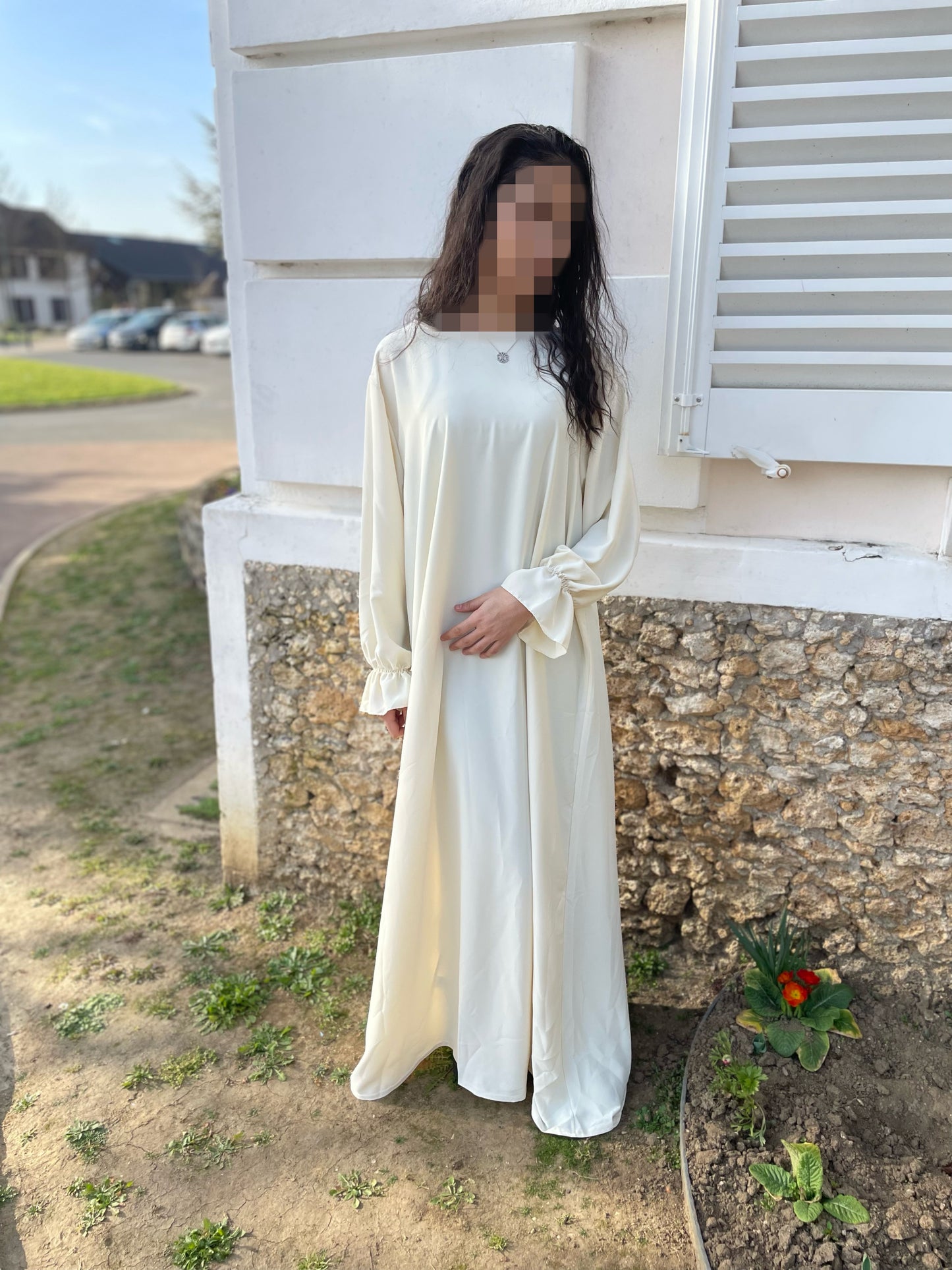 Abaya Noor blanc cassé