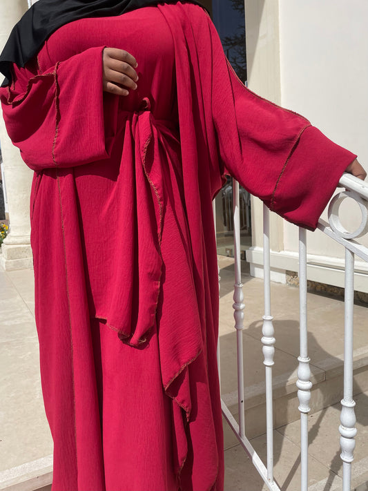 Abaya Maïssa 3 pièce rouge