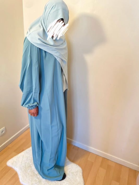 Abaya Aïsha bleu givré