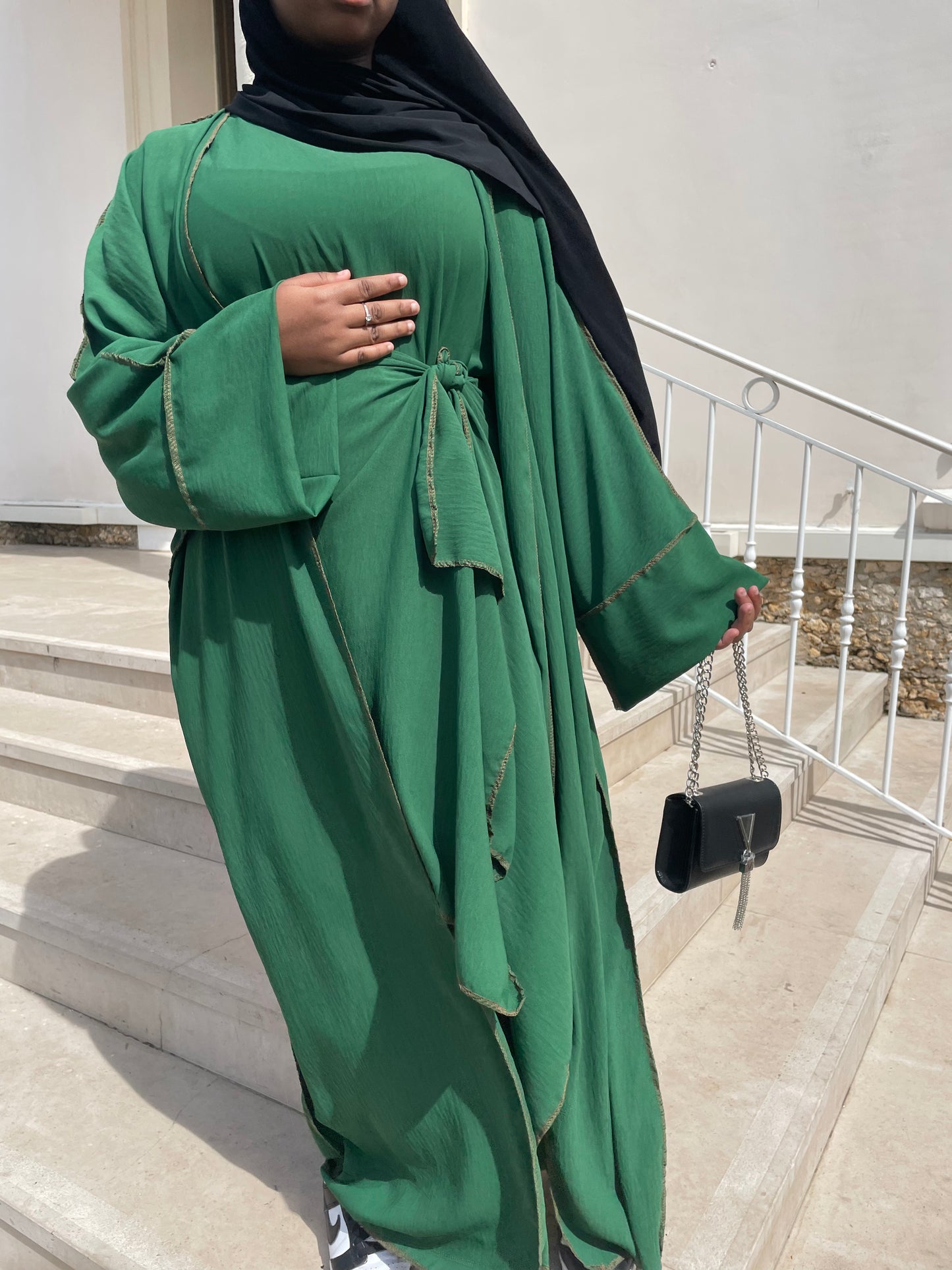 Abaya Maïssa 3 pièce vert fôret