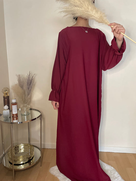 Abaya Noor rouge Bordeaux