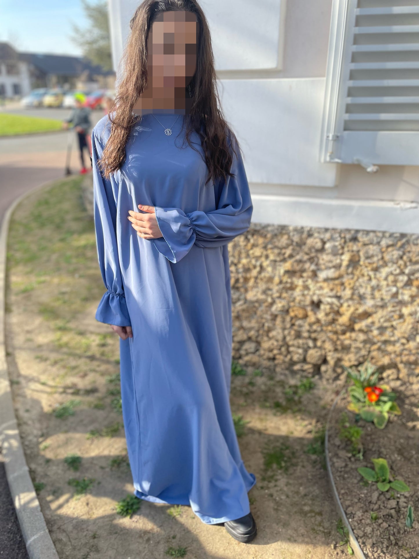 Abaya Noor bleu bleuet