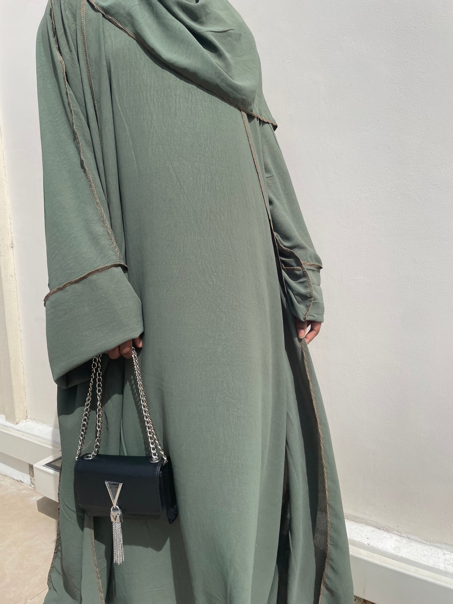 Abaya Maïssa 3 pièce vert kaki