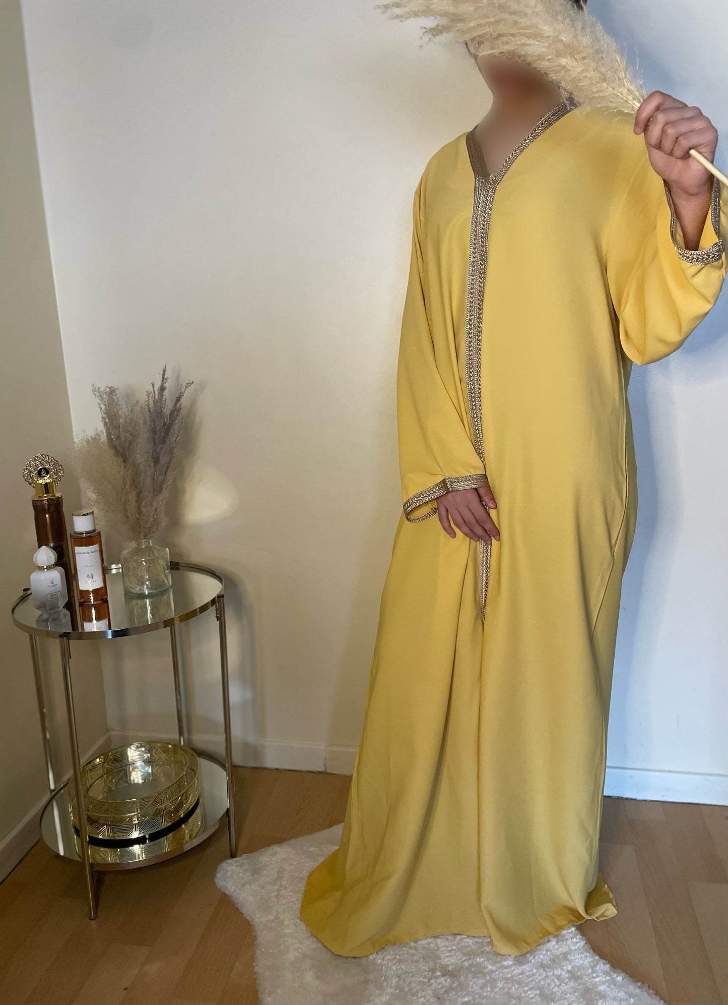 Abaya soukaïna jaune