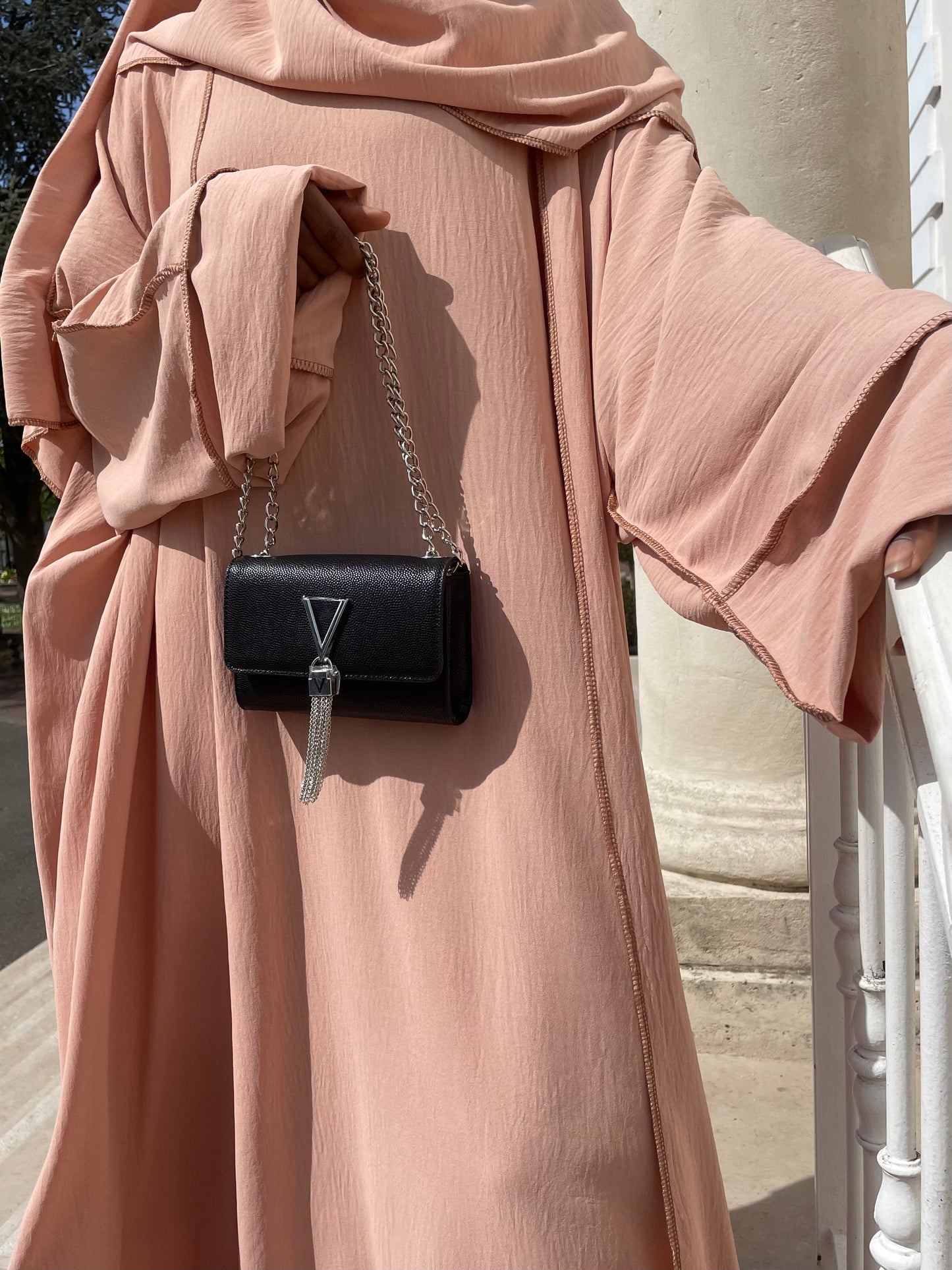 Abaya Maïssa 3 pièce rose pastels