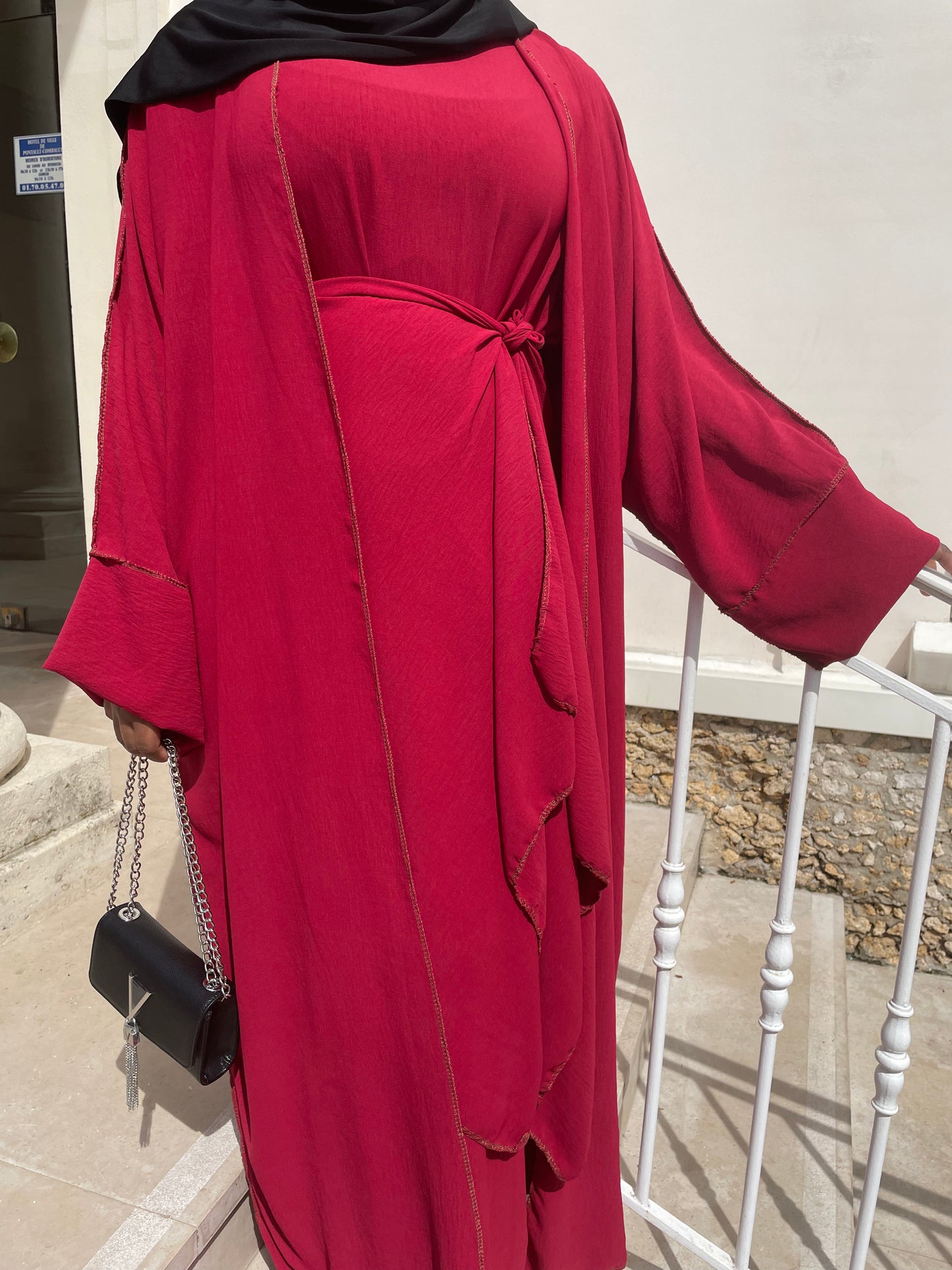 Abaya Maïssa 3 pièce rouge